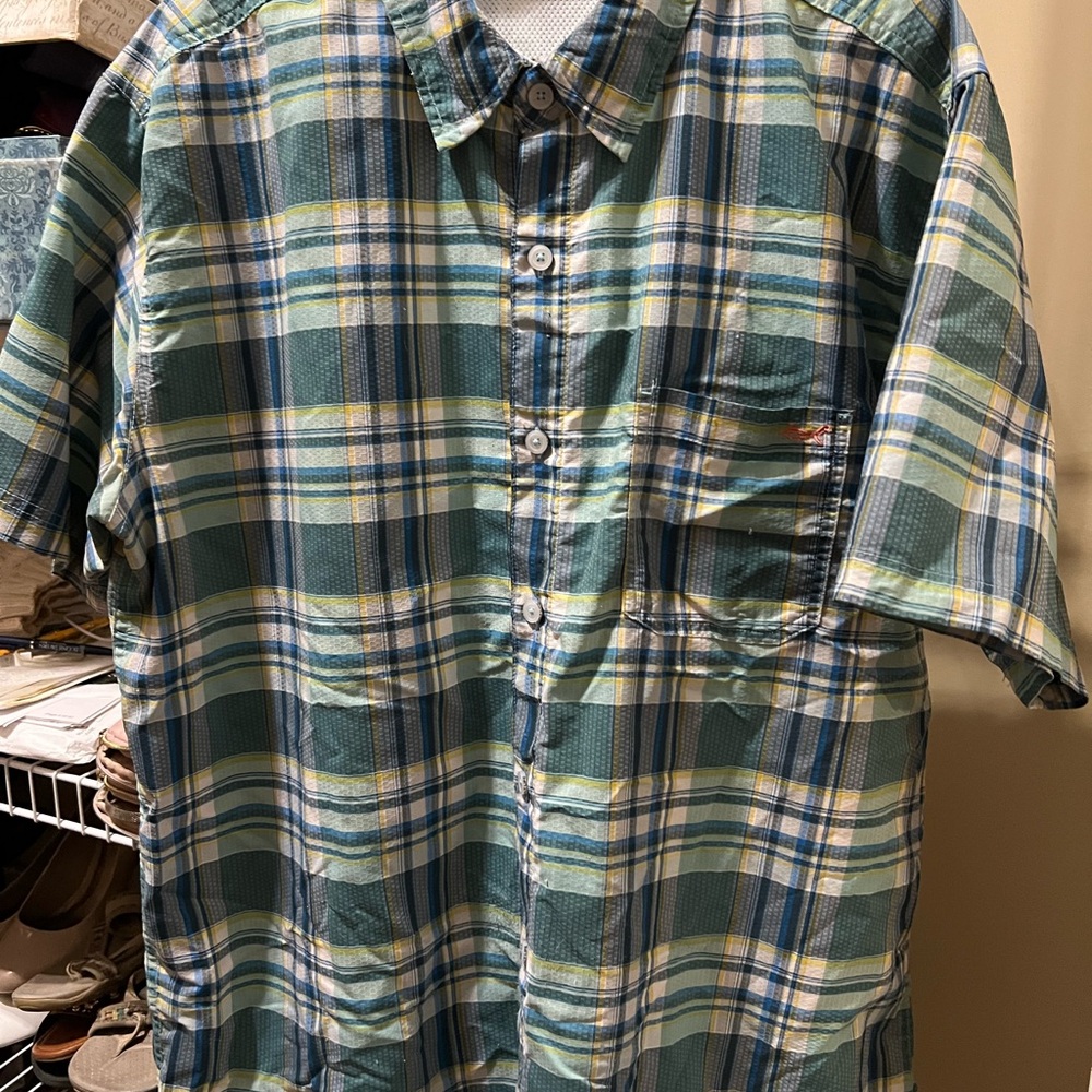 Salt Life Blue and Green Plaid XL Shirt